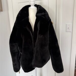 Old Navy Black Faux Fur Coat